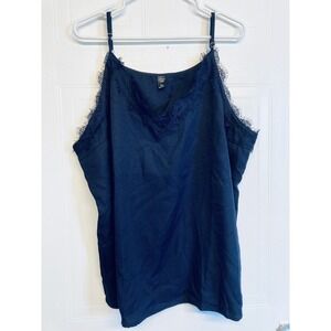SHEIN Curve Cami Top Women 5XL Navy Blue Lace‎ Trim V-Neck Adjustable Strap Cami